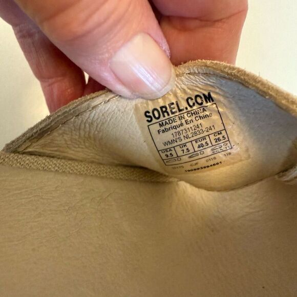 Sorel Oatmeal Joanie II Leather Wedge Sandals Sz 9.5 - Picture 8 of 14